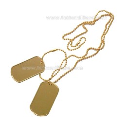 Piastrine Militari Dorate con Catenine in Metallo Dorato