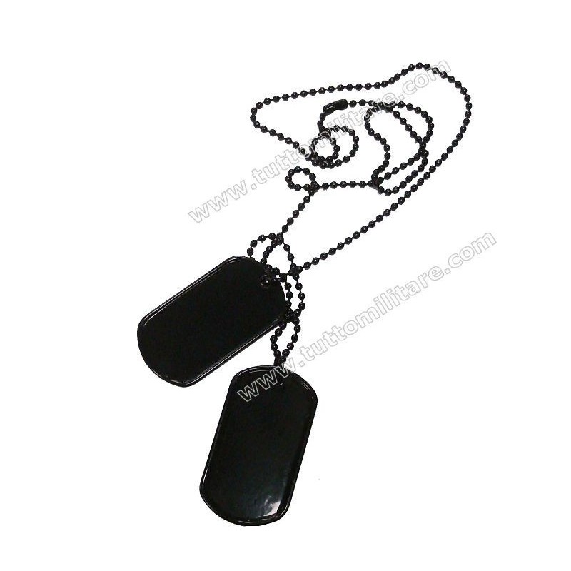 Piastrine Militari Nere con Catenine in Metallo Nero