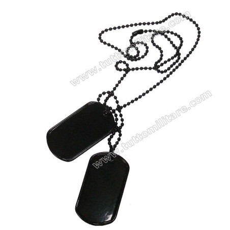 Piastrine Militari Nere con Catenine in Metallo Nero