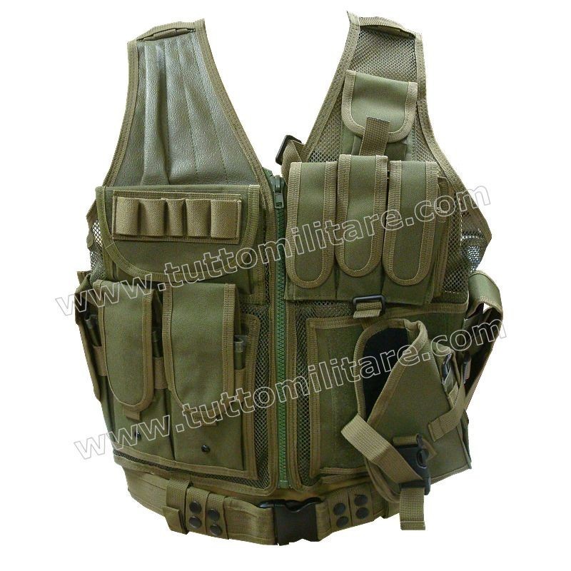 Gilet Tattico Cross Draw Molle Vest Verde Oliva