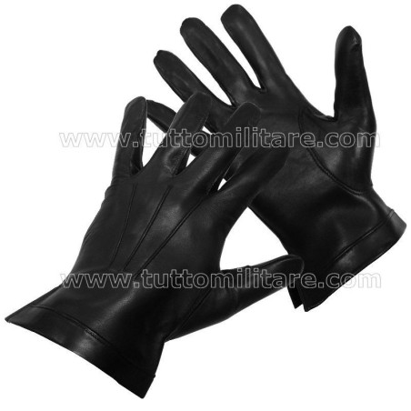 Guanti Militari Sfoderati Pelle Nera Pieno Fiore