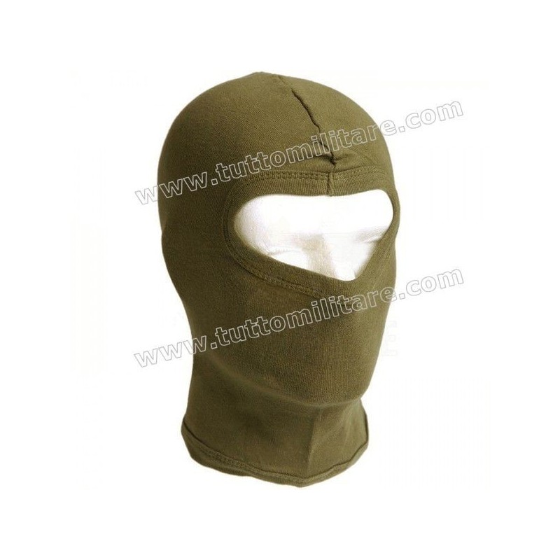 Balaclava Ad Un Foro In Cotone Verde Oliva