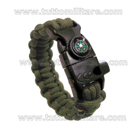 Braccialetto Paracord di Sopravvivenza Verde Oliva