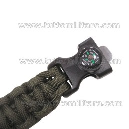 Braccialetto Paracord di Sopravvivenza Verde Oliva