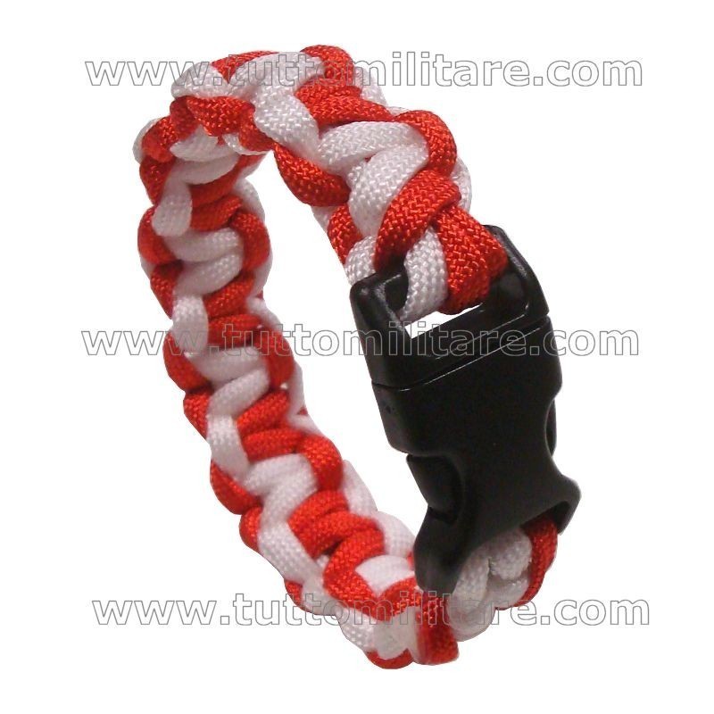 Braccialetto Paracord Bianco Rosso