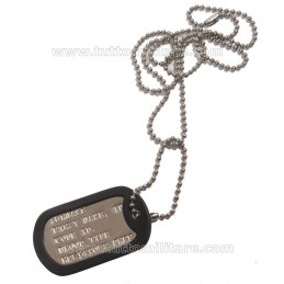 Piastrina Militare US con catenella e gommino silenziatore