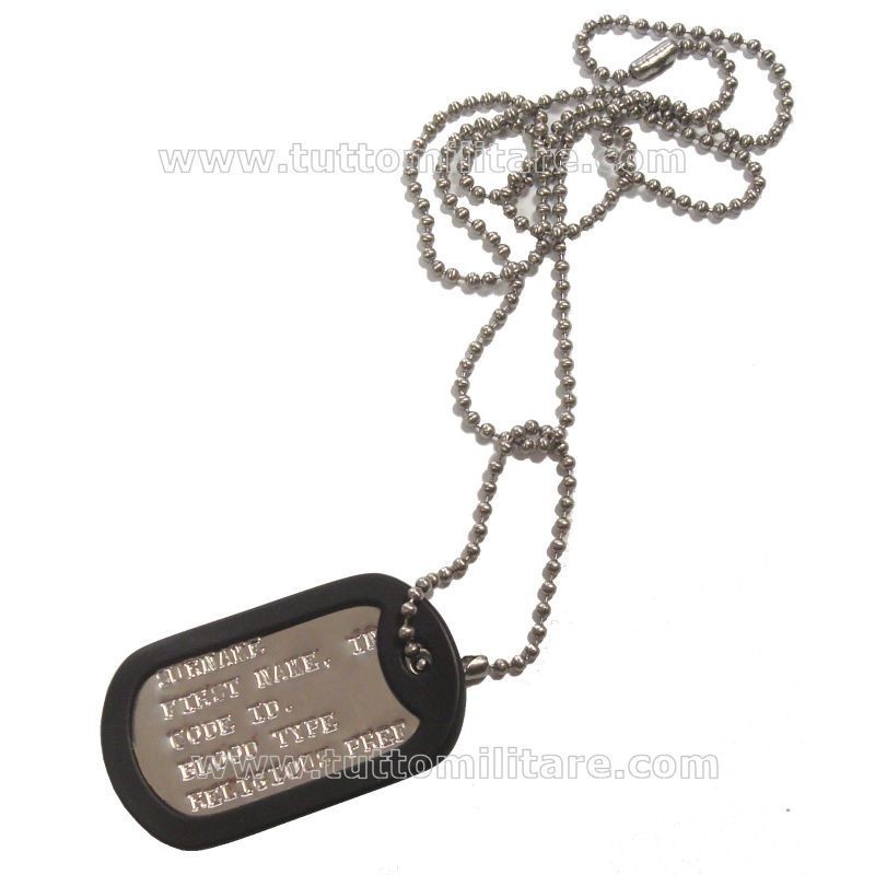 Piastrina Militare US con catenella e gommino silenziatore