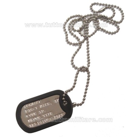 Piastrina Militare US con catenella e gommino silenziatore