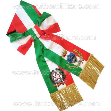 Fascia Sindaco con Fiocco Misto Seta Ricamata a Macchina