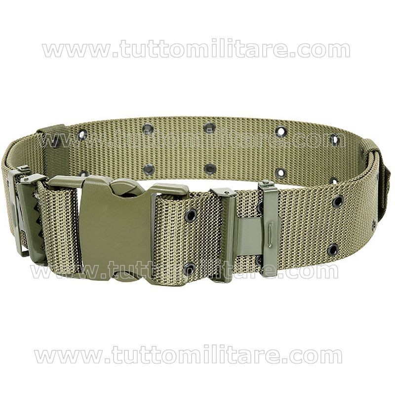 Cinturone Verde Oliva Fibbia Verde 3 Punte Sgancio Rapido