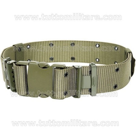 Cinturone Verde Oliva Fibbia Verde 3 Punte Sgancio Rapido