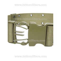 Cinturone Verde Oliva Fibbia Verde 3 Punte Sgancio Rapido