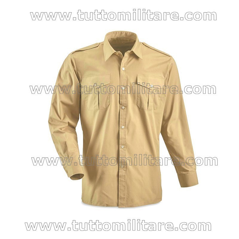 Camicia Militare Esercito Kaki Chiaro Manica Lunga