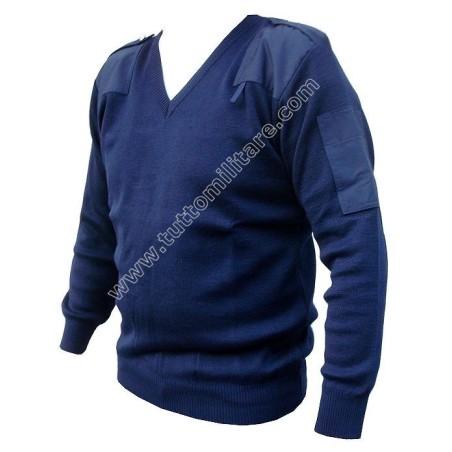 Maglione Collo a V con Toppe ai Gomiti