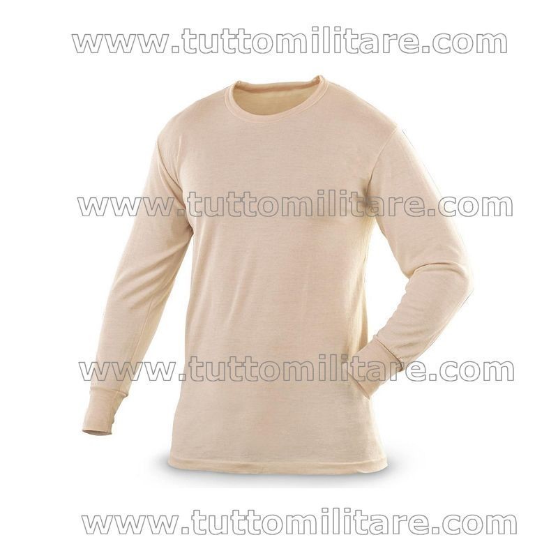 Maglia Pura Lana Vergine Maniche Lunghe Colore Cammello