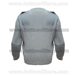 Pullover Grigio Forestale Collo a V Toppe ai Gomiti