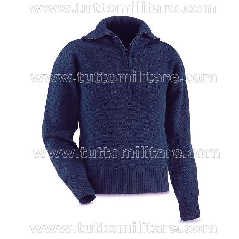 Maglione Blu Collo Alto Cerniera Marina Militare
