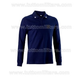 Polo Marina Militare Blu Manica Lunga
