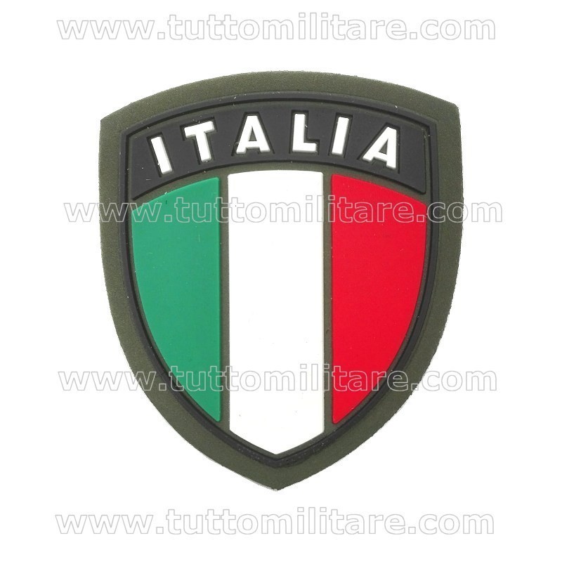 Scudetto Italia Plastica Bordo Verde con Velcro