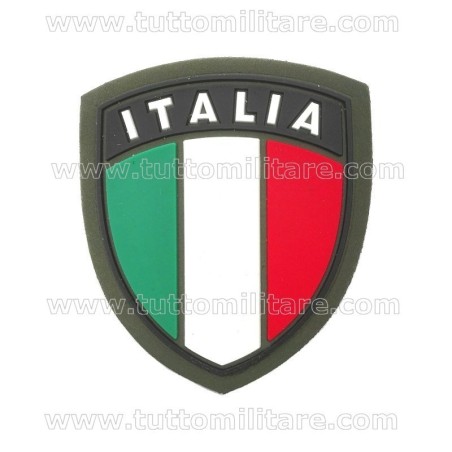 Scudetto Italia Plastica Bordo Verde con Velcro