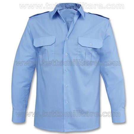 Camicia Militare Celeste Manica Lunga