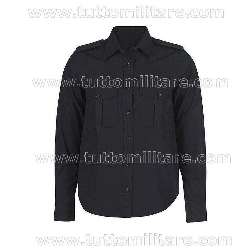 Camicia Militare Nera Maniche Lunghe