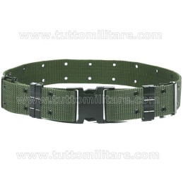 Cinturone Militare Nylon Verde Fibbia Nera 3 Punte
