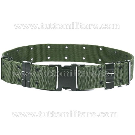 Cinturone Militare Nylon Verde Fibbia Nera 3 Punte