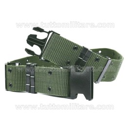 Cinturone Militare Nylon Verde Fibbia Nera 3 Punte