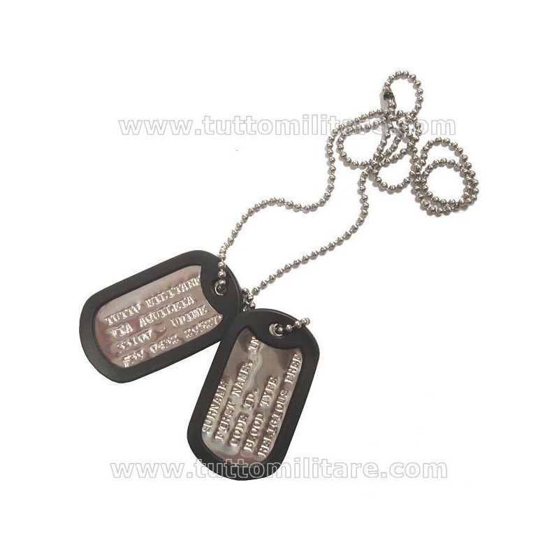 Piastrine Militari Personalizzate Catenelle Gommini Silenziatori