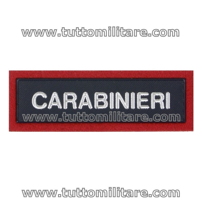 Scritta Carabinieri in Plastica su Fondo Nero e Bordo in Plastica per Tuta OP