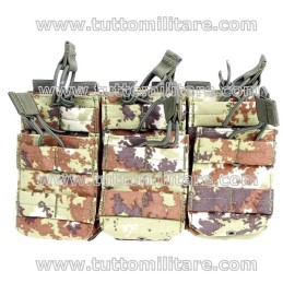 Vista Anteriore Porta Caricatori Vegetati Tripli a 6 Posti M4/AR