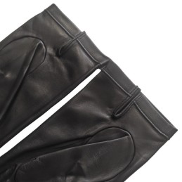 Unlined Military Gloves Full-Grain Black Leather