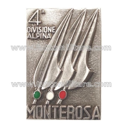 Distintivo in Metallo Argentato Brunito 4^ Divisione Alpina Monterosa