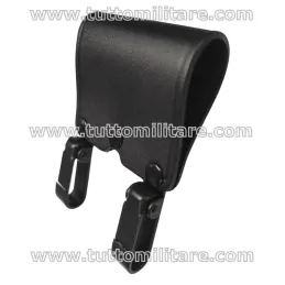 Vista Laterale del Passante Doppio Moschettone in Cuoio Nero Art. 1V05N VH