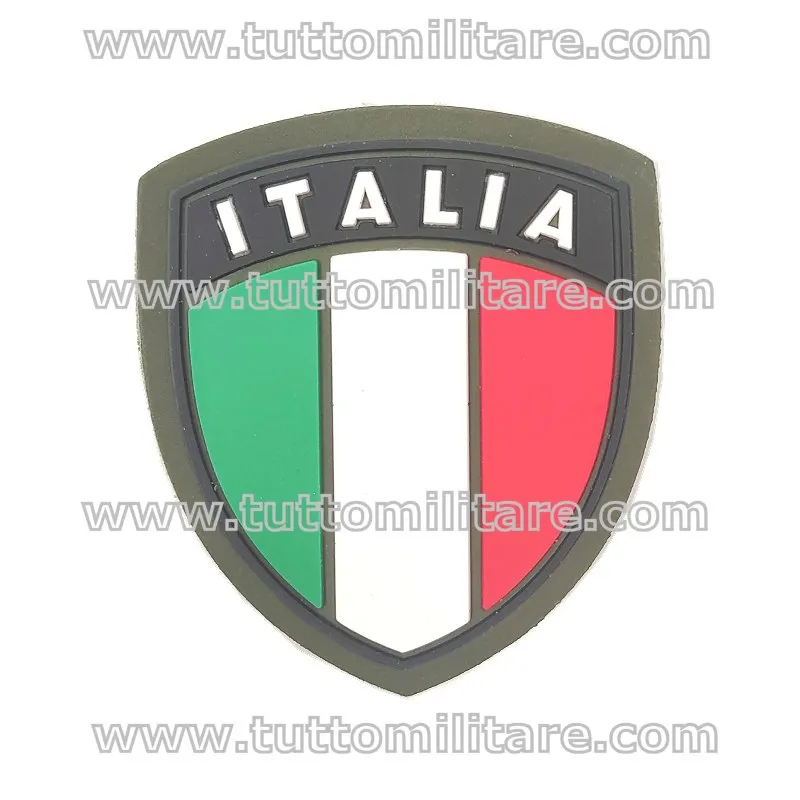 Patch Scudetto Militare Italia Gommato PVC Verde