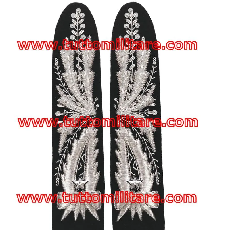 Alamari ricamati da Giacca per Ufficiali Carabinieri con stella argentata zigrinata bordo nero