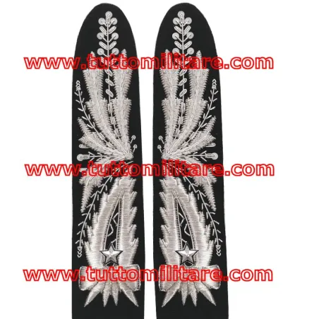 Alamari ricamati da Giacca per Ufficiali Carabinieri con stella argentata zigrinata bordo nero