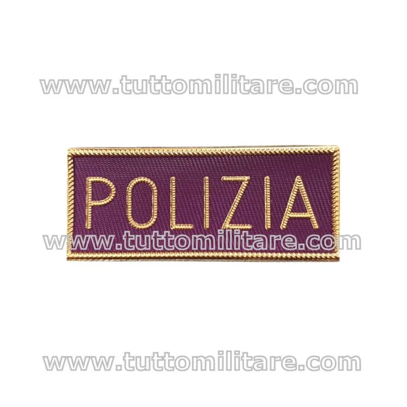Patch in Plastica Scritta oro POLIZIA Fondo Cremisi