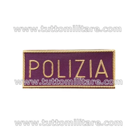 Patch in Plastica Scritta oro POLIZIA Fondo Cremisi