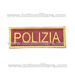 Patch Ricamata scritta oro POLIZIA Fondo Cremisi