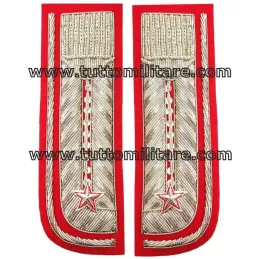 Alamari Luogtenente Carabinieri Ricamati in Canutiglia Argento su Rosso