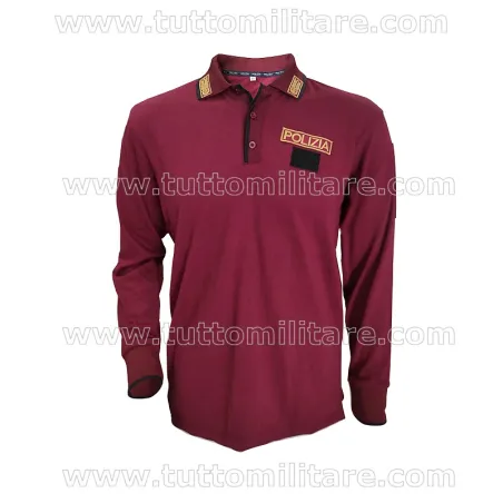 Polo Cremisi Istruttore Polizia di Stato Manica Lunga