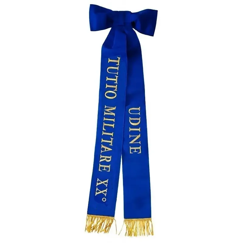 Fiocco Blu di Nastro Blu Ricamato per Bandiera