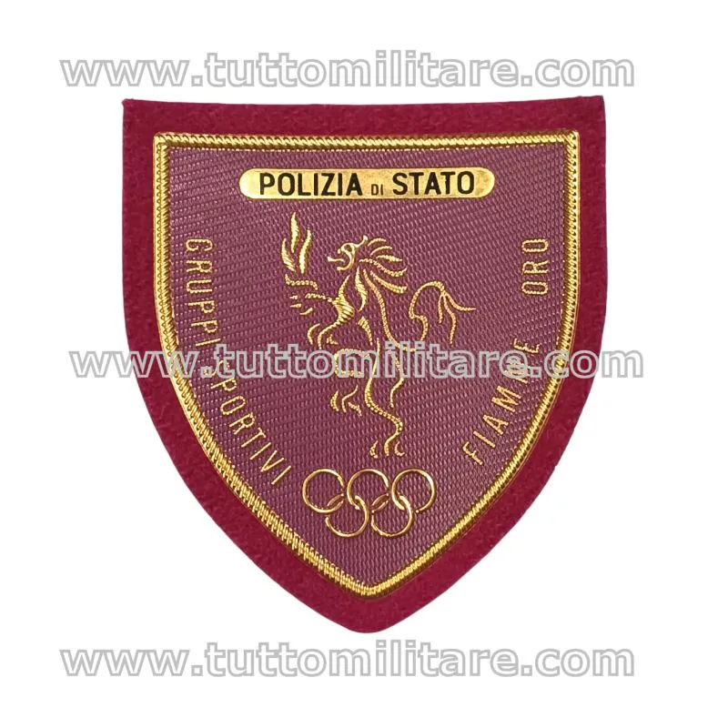 Scudetto Plastica Gruppi Sportivi Fiamme Oro Polizia di Stato con velcro posteriore