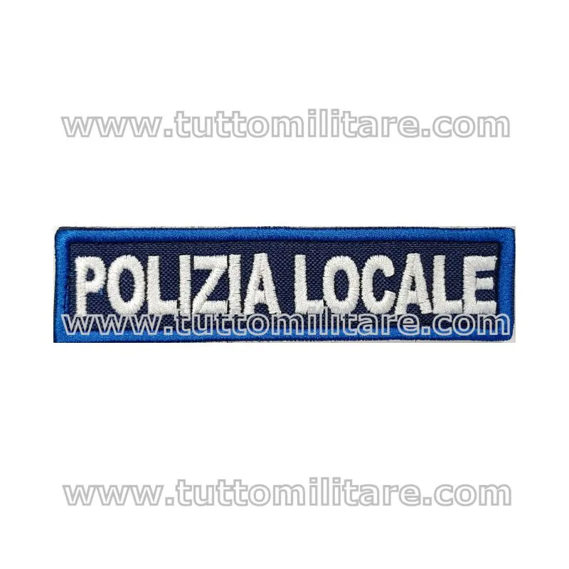 Patch Scritta Polizia Locale Bordo Blu con Velcro