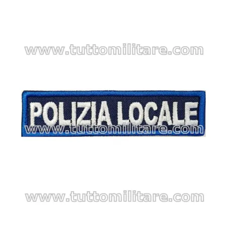 Patch Scritta Polizia Locale Bordo Blu con Velcro